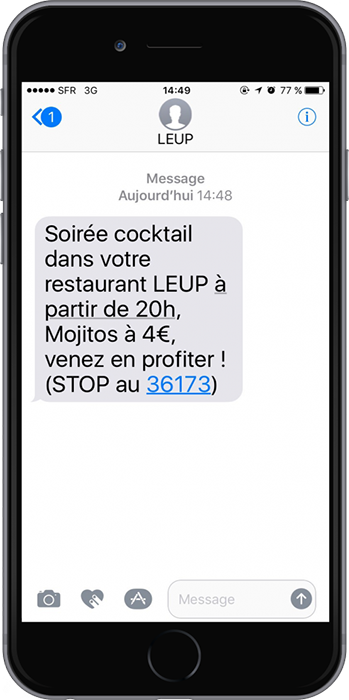 Exemple de SMS marketing à envoyer pour promouvoir votre restaurant