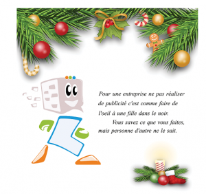 Carte de voeux 2016 SMSFactor mettant en scène Texty et une citation qui incite au sms marketing