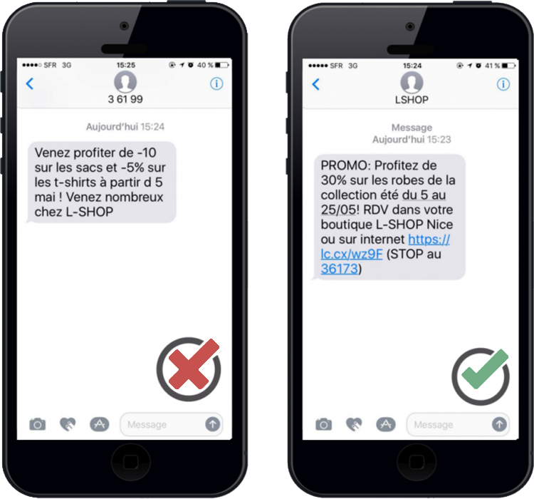 Exemple d'un sms marketing Ã  envoyer au client pour le secteur du prÃªt Ã  porter