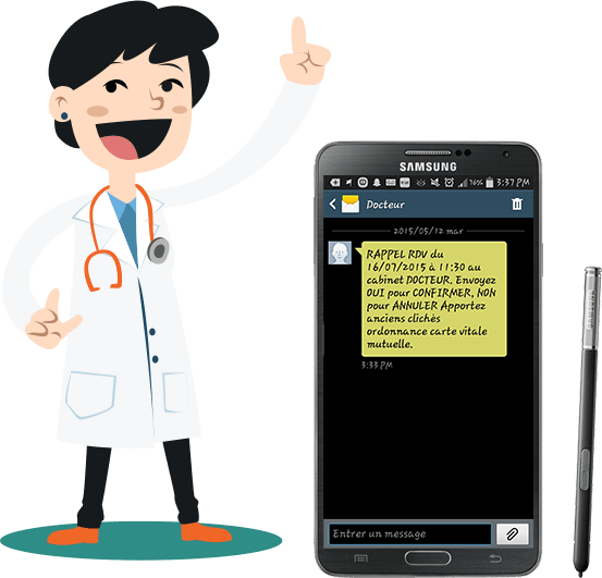 Exemple SMS d'un rappel de RDV envoyÃ© par un hÃ´pital pour informer les patients d'un RDV Ã  ne pas oublier