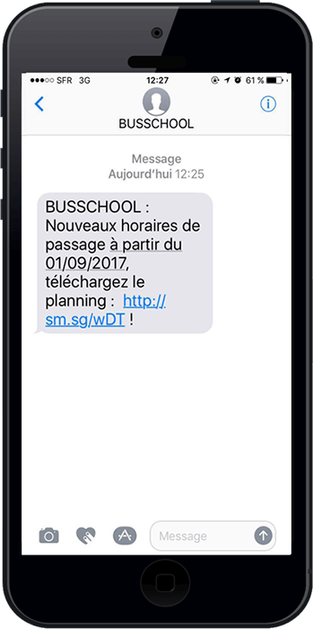 les bus scolaires peuvent envoyer leur nouveau planning par sms en insérant un lien court