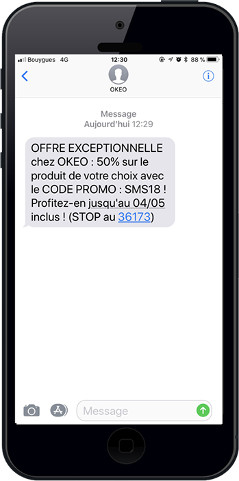 Exemple d'un sms professionnel sexy offrant une promotion