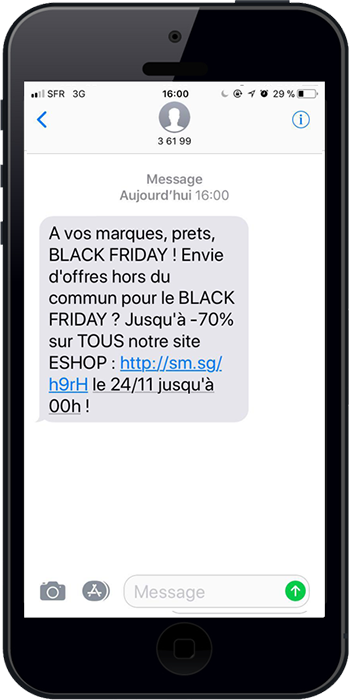 Un sms créatif envoyé pendant le Black Friday va attirer plus de monde sur les sites e-commerce et donc leurs permettre d'augmenter leurs ventes