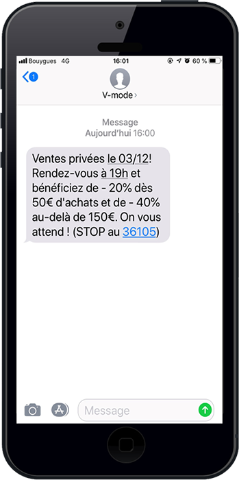 Exemple de SMS marketing opt-in respectant le consentement explicite de vos clients