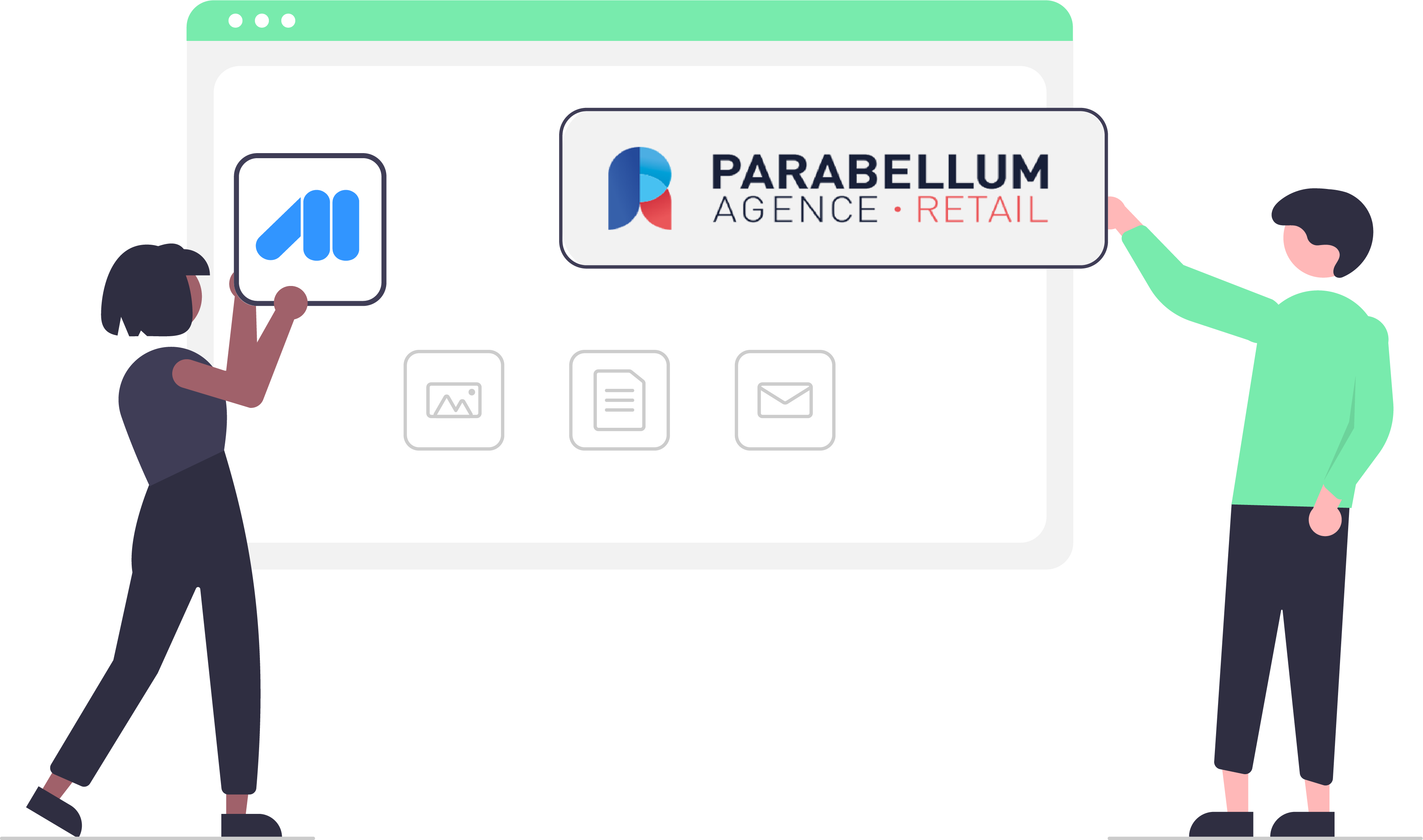deux personnes intégrant SMSFactor par API au logiciel Parabellum