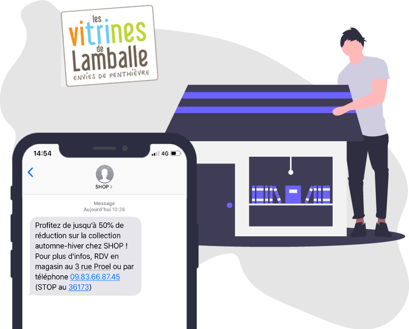 exemple de SMS des Vitrines de Lamballe