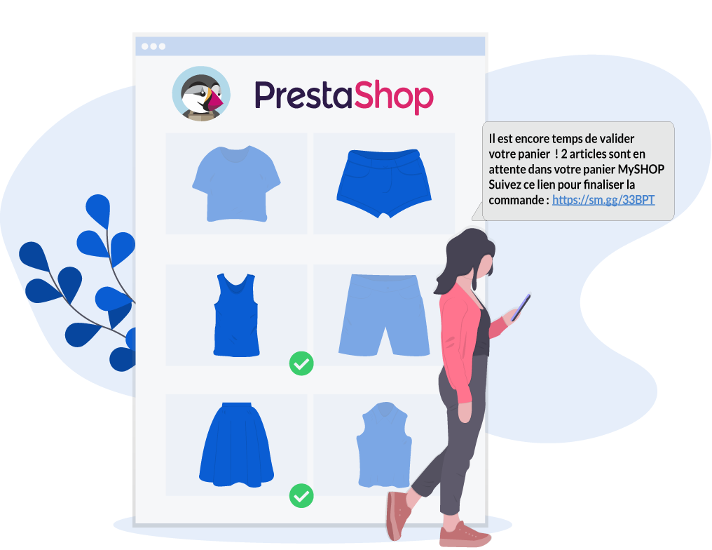 personne recevant un SMS envoyé depuis Prestashop